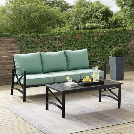 CLAUSTRO Outdoor Sofa Set, Mist & Oil Rubbed Bronze - Sofa & Coffee Table - 2 Piece CL3051555